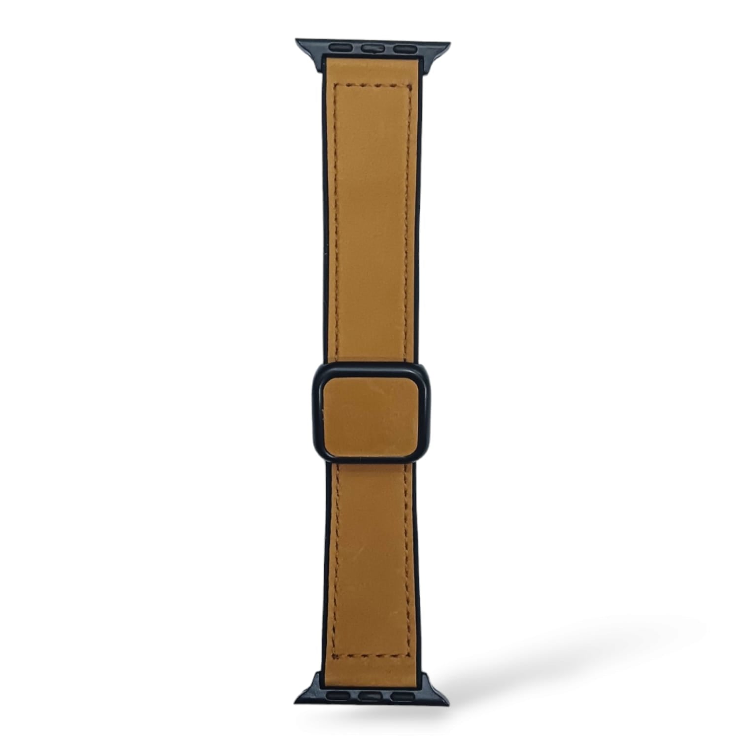 42mm-44mm-45mm-49mm D-Buckle Magnetic Leather Silicone Strap For Smartwatch - Brown Original Product Front View