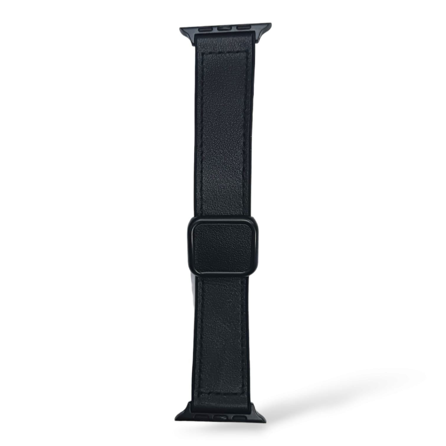 42mm-44mm-45mm-49mm D-Buckle magnetic leather Silicone Strap For Smartwatch - Black Original Product Front View