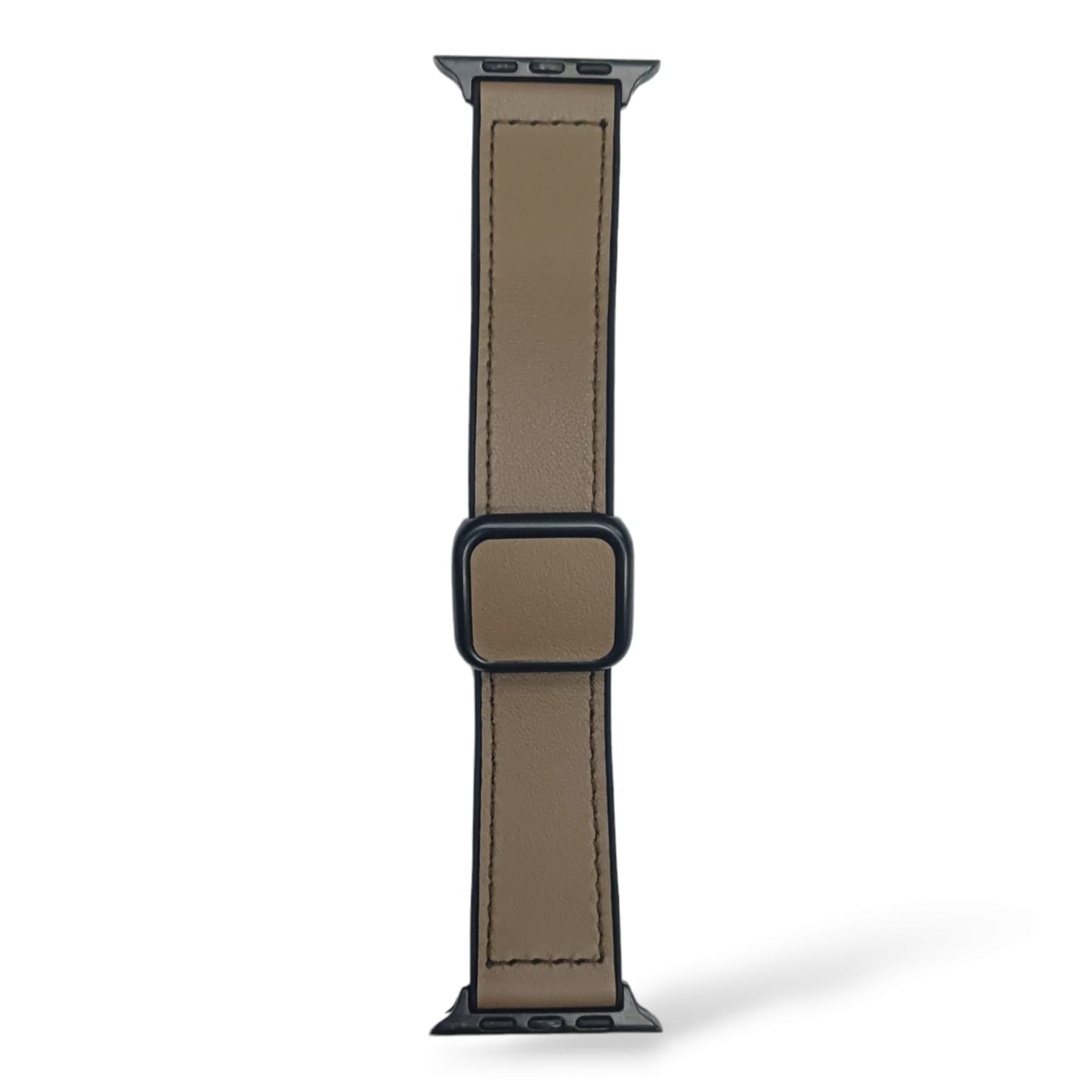 42mm-44mm-45mm-49mm D-Buckle Magnetic Leather Silicone Strap For Smartwatch - Dark Brown Original Product Front View