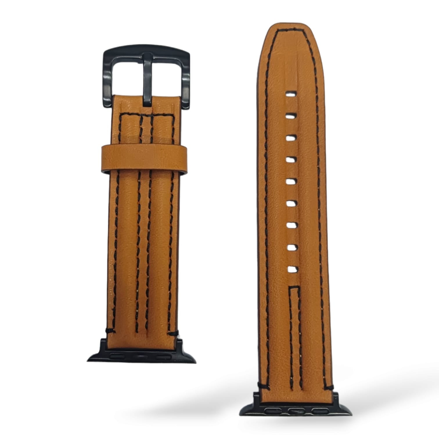 42mm-44mm-45mm-49mm EasyFit Leather Strap For Smartwatch - Brown Original Product Front View - OnlineExpo.pk