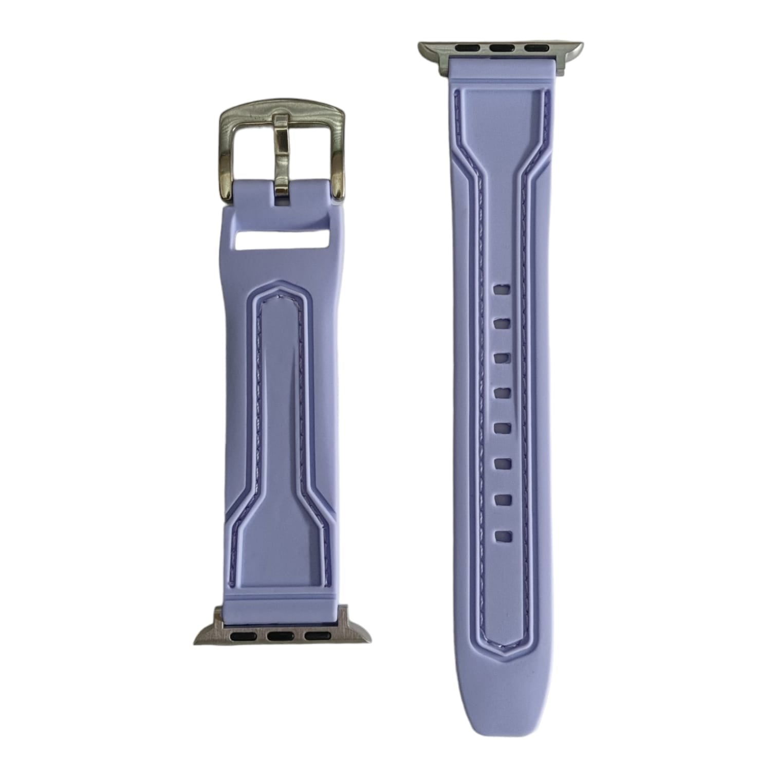 42mm-44mm-45mm-49mm Purple Stitch Silicone Strap For Smartwatch - Light Purple Original Product Front View - OnlineExpo.pk