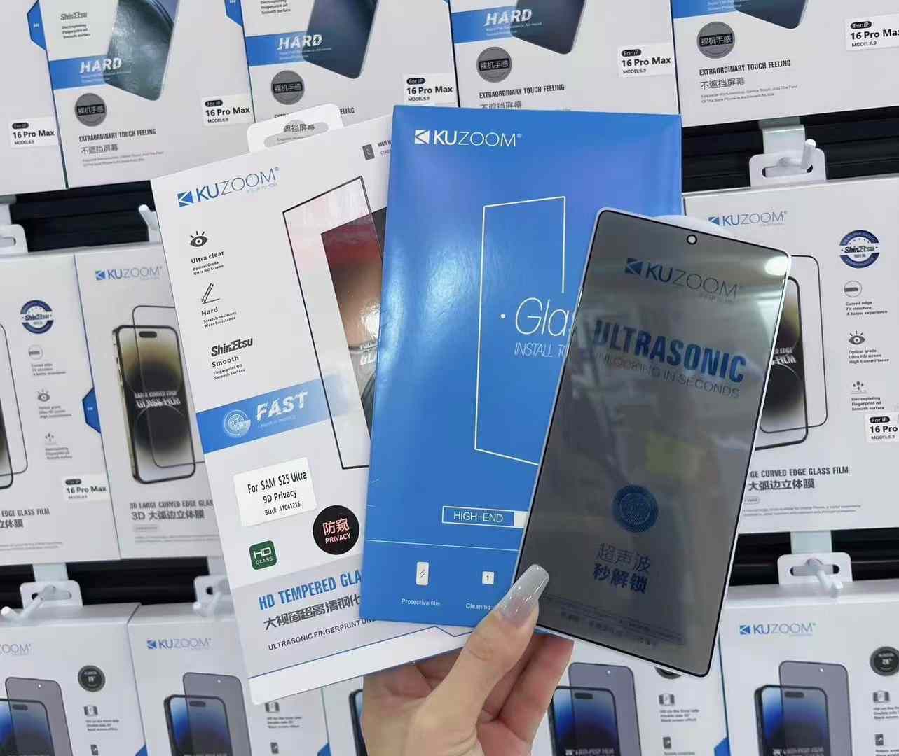 Samsung Galaxy S25 Ultra KUZOOM 9D HD Tempered Privacy Glass Original Product Front View - OnlineExpo.pk