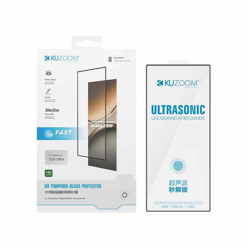 Samsung Galaxy S25 Ultra KUZOOM 9D HD Tempered Glass Ultra Clear Original Product Front View - OnlineExpo.pk