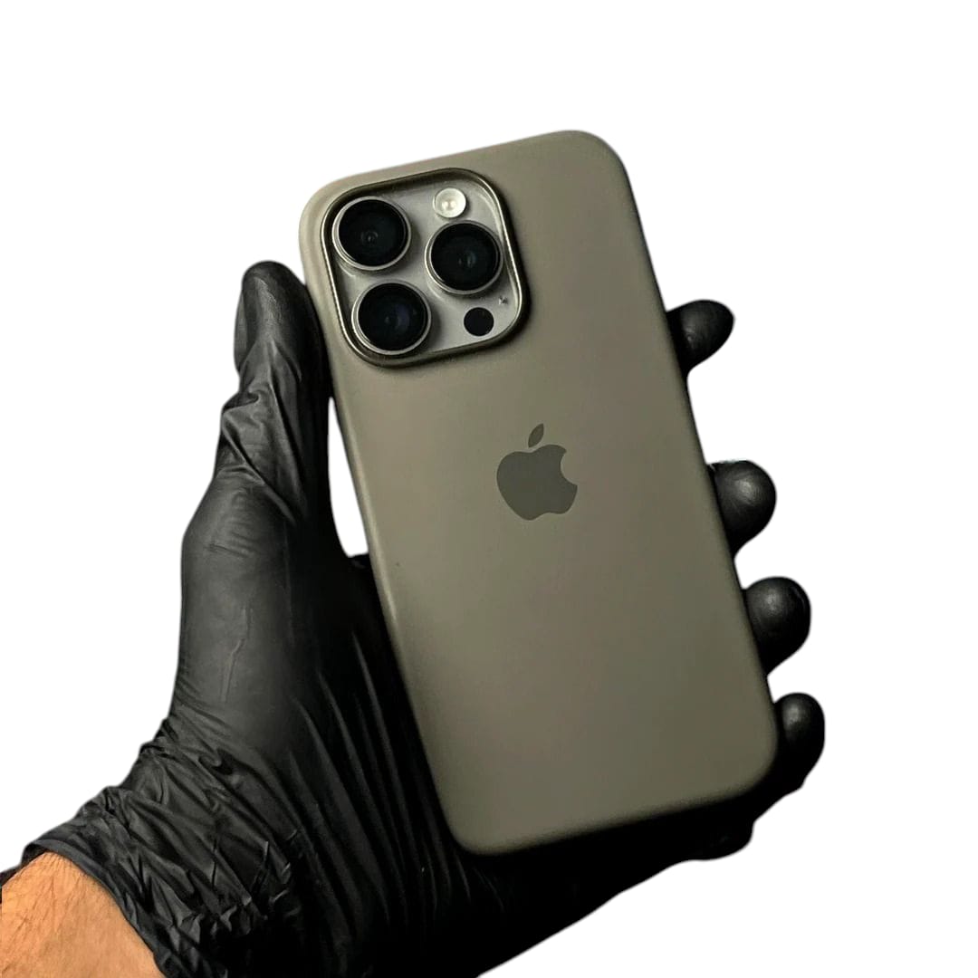 iPhone Natural Titanium Liquid Silicone Case - Soft Touch & Stylish Original Product Front View - OnlineExpo.pk