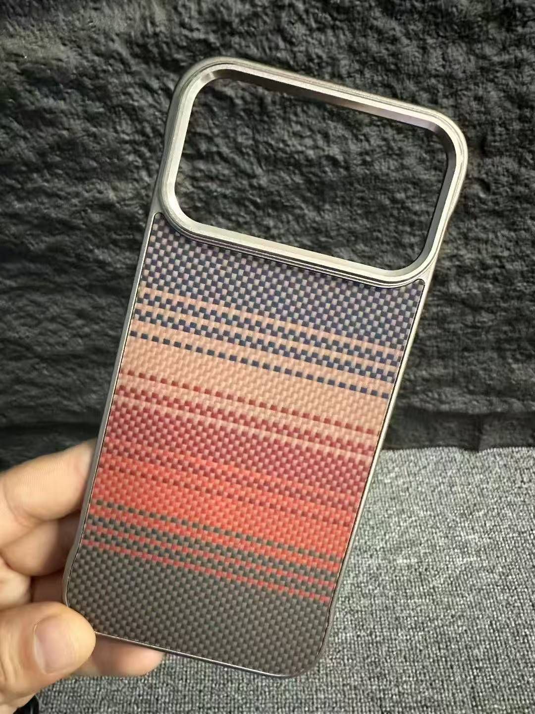 iPhone 18 Pro Max Bucksuiti Pitaka Style Carbon PC Case - Multicolor Slim Protective Back Cover Red Original Product Front