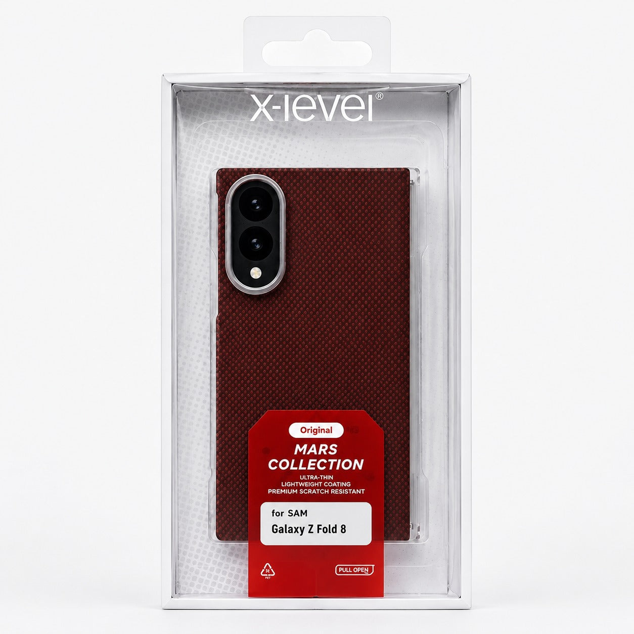 Samsung Galaxy Z Fold 8 / Fold 8 Ultra X-Level Mars Collection Ultra-Thin Case – Maroon Original Product Front View