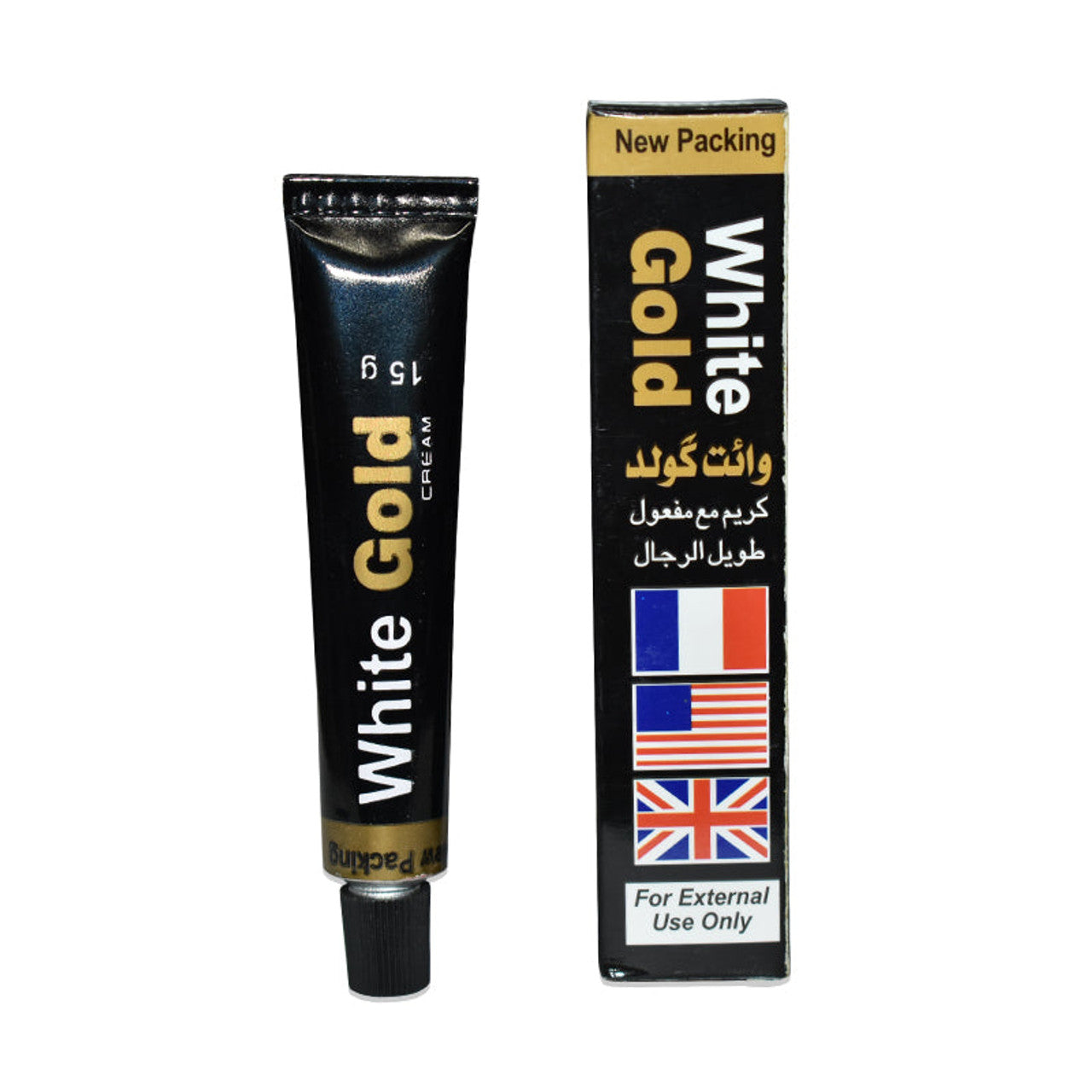 White Gold Delay Cream 15g For Men (USA Formulation) Original Product Front View - OnlineExpo.pk