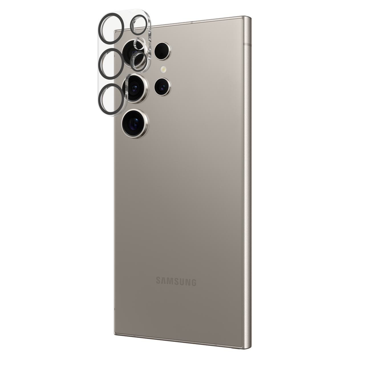 Samsung S24 Ultra Back Camera Glass Lens Protector Transparent Original Product Front View - OnlineExpo.pk