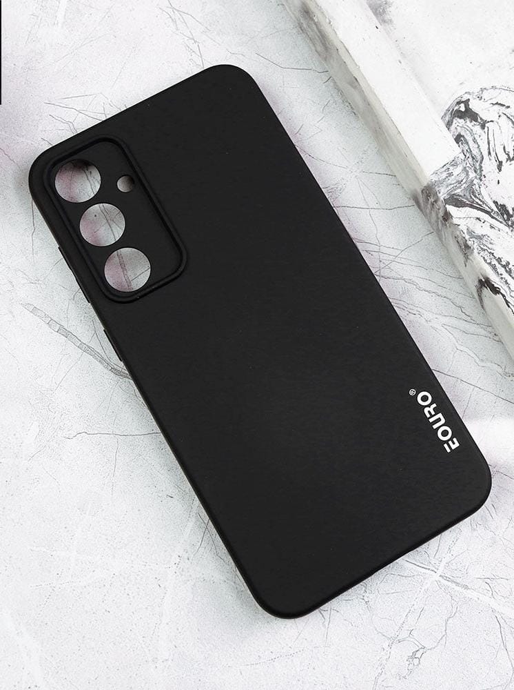 Black Eouro Soft Silicone Back Cover for Samsung S23 Plus Original Product Front View - OnlineExpo.pk