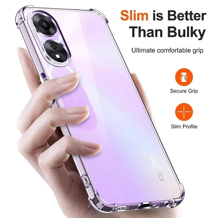 Bumper Back cover OPPO A38/A18 Transparent with Camera protection soft jelly material Original Product Front View