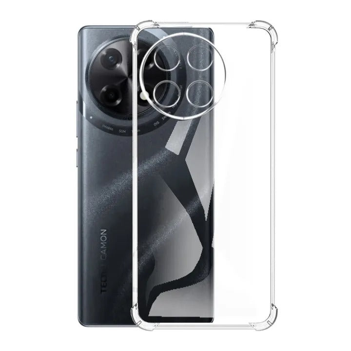 Bumper Back cover TECNO CAMMON 30s Transparent with Camera protection soft jelly material Original Product Front View