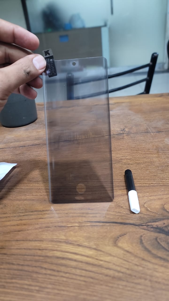 Fingerprint working UV Glue Privacy Glass Screen Protector for Tecno Camon 40 Pro UV Glue PEEP ANTI-SPY 3D EDGE View 2 - OnlineExpo.pk