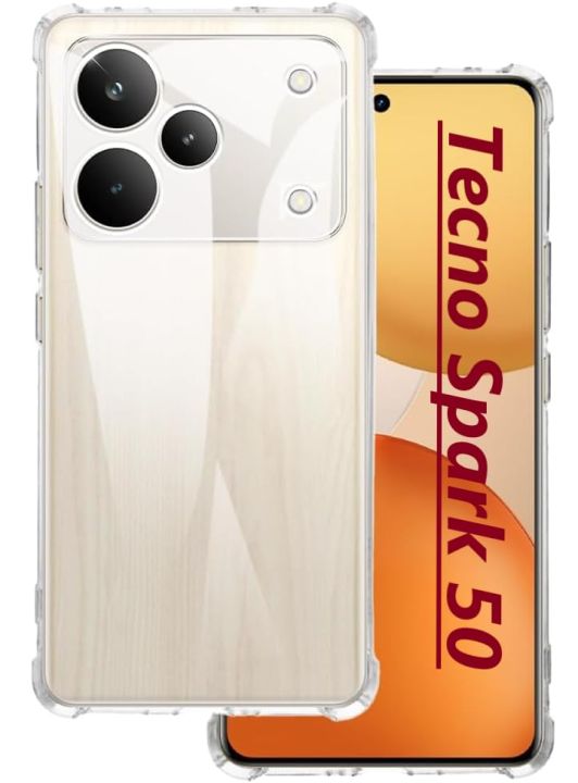 Bumper Transparent Back Cover – Tecno Spark 50 – Soft Jelly with Camera Protection Original Product Front View