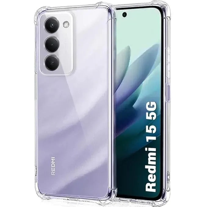 Bumper Back cover REDMI 15 Transparent with Camera protection soft jelly material Original Product Front View - OnlineExpo.pk
