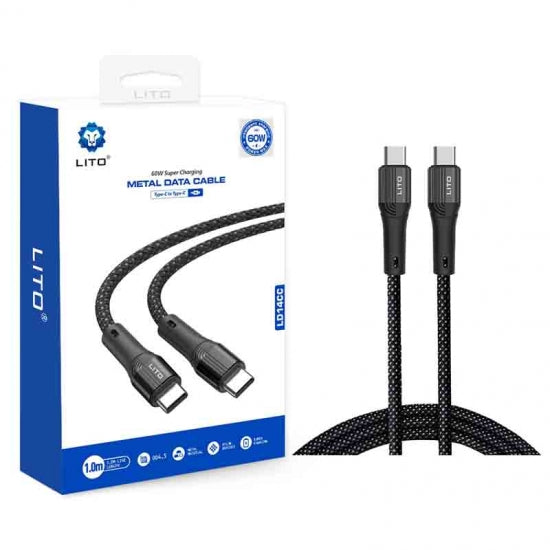LITO LD14CC Braided 60W Type-C to Type-C Cable | Fast Charging USB-C to USB-C Cable – LITO Original Product Front View