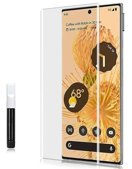 Uv Screen Protector for Goolgle Pixel 6 Pro Tempered Glass with Glue , UV Curve Glass Original Product Front View