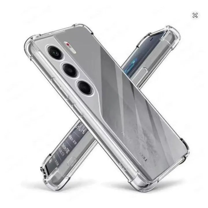 Bumper Back cover TECNO CAMMON 40 Transparent with Camera protection soft jelly material Original Product Front View