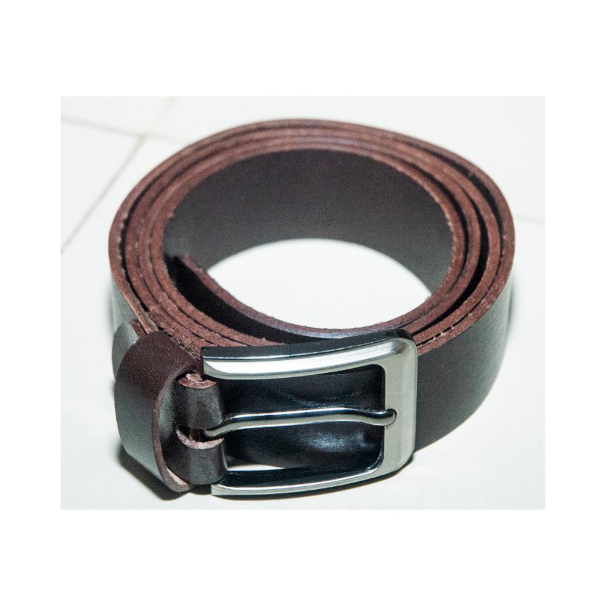 100% Original Brown Leather Belt For Men Original Product Front View - OnlineExpo.pk