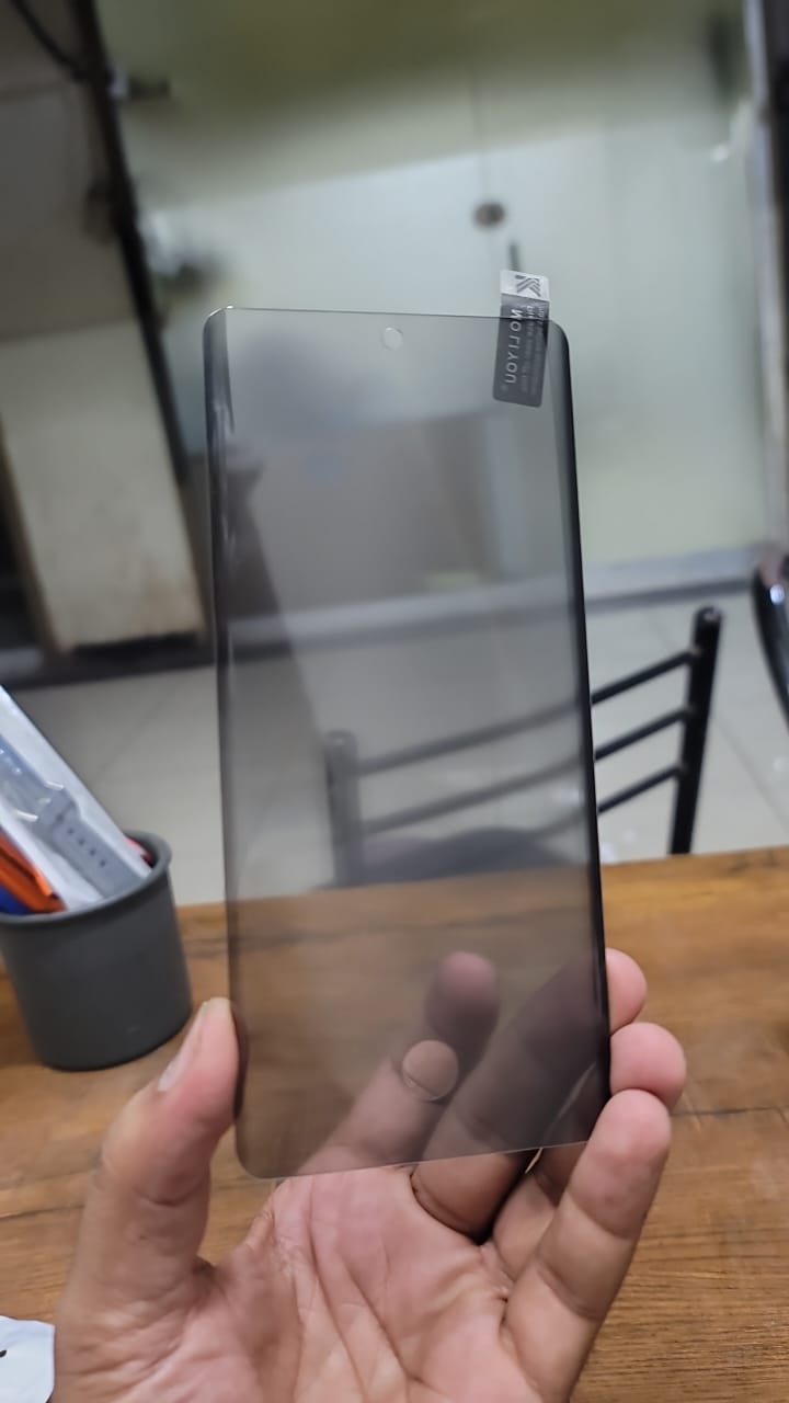 Fingerprint working UV Glue Privacy Glass Screen Protector for Vivo V50 UV Glue PEEP ANTI-SPY 3D EDGE View 3 - OnlineExpo.pk