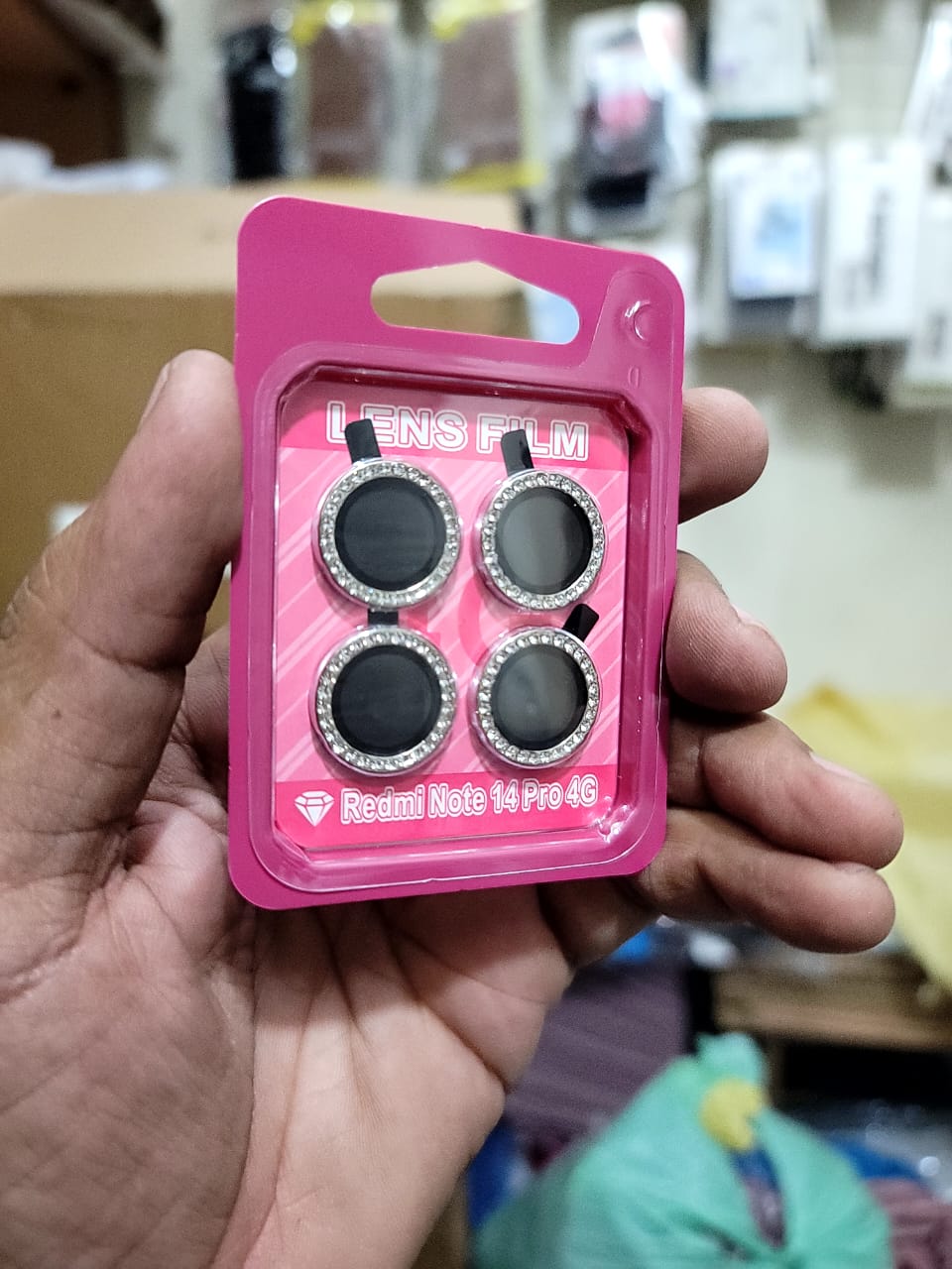 Camera protector Diamond Camera Lens Protector for Redmi Note 14 Pro Silver Black View 4 - OnlineExpo.pk