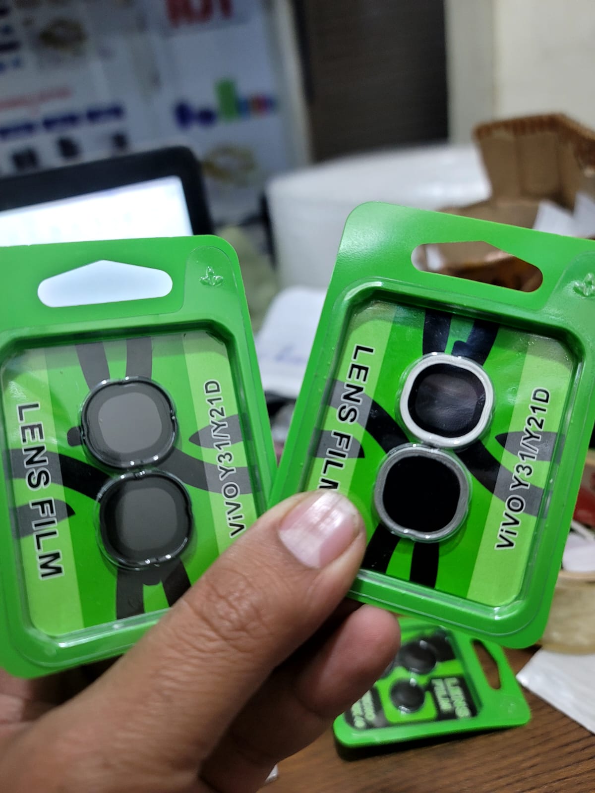 Camera Lens Protector for Vivo Y31 Black Silver Original Product Front View - OnlineExpo.pk