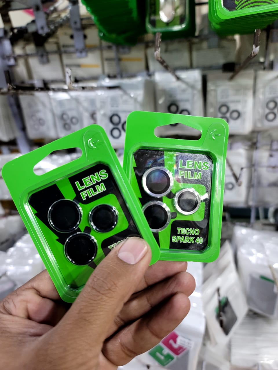 Camera Lens Protector for Tecno Spark 40 Black Silver Original Product Front View - OnlineExpo.pk