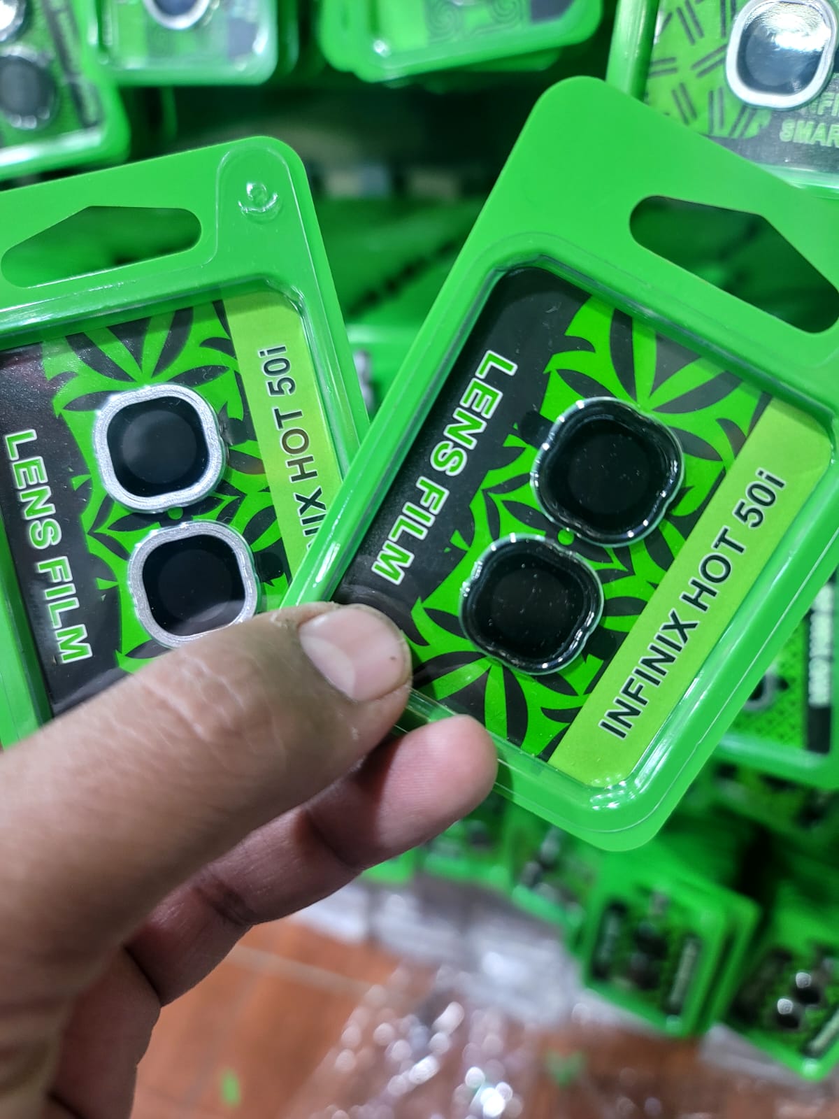 Camera Lens Protector for Infinix Hot 50i Black Silver Original Product Front View - OnlineExpo.pk