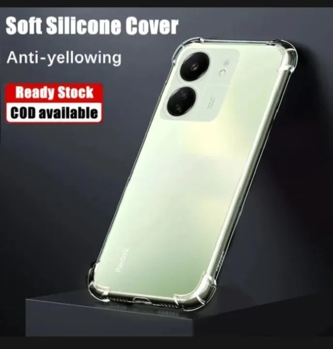 Bumper Back cover REDMI 13C Transparent with Camera protection soft jelly material Original Product Front View