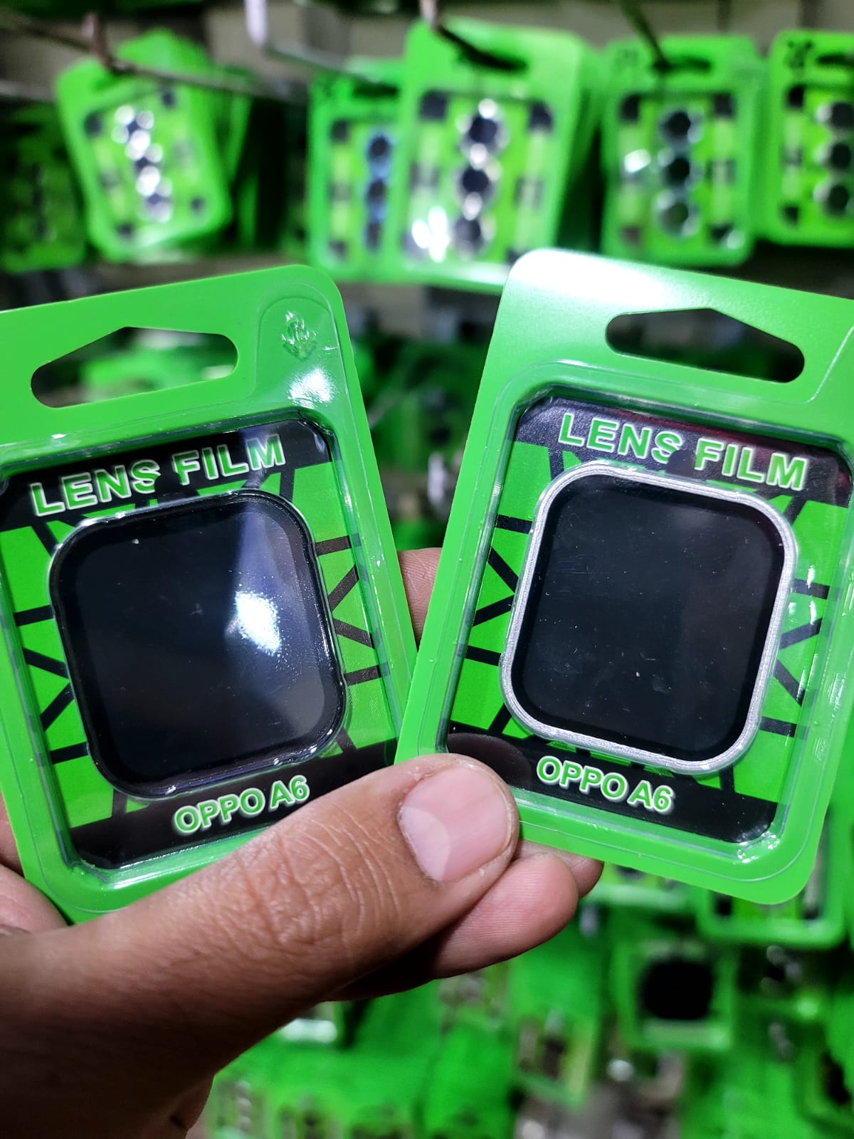 Camera Lens Protector for Oppo A6 Black Silver Original Product Front View - OnlineExpo.pk