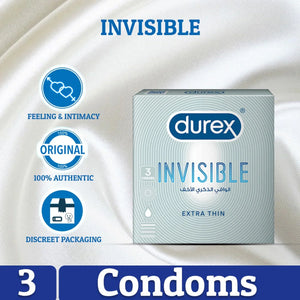 Durex Invisible Extra Thin Condom Original Product Front View - OnlineExpo.pk
