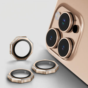Octagon Camera Lens Protector for All Model 11 to 17 Pro Max H Tempered Glass Camera Cover with Metal Ring Original Product