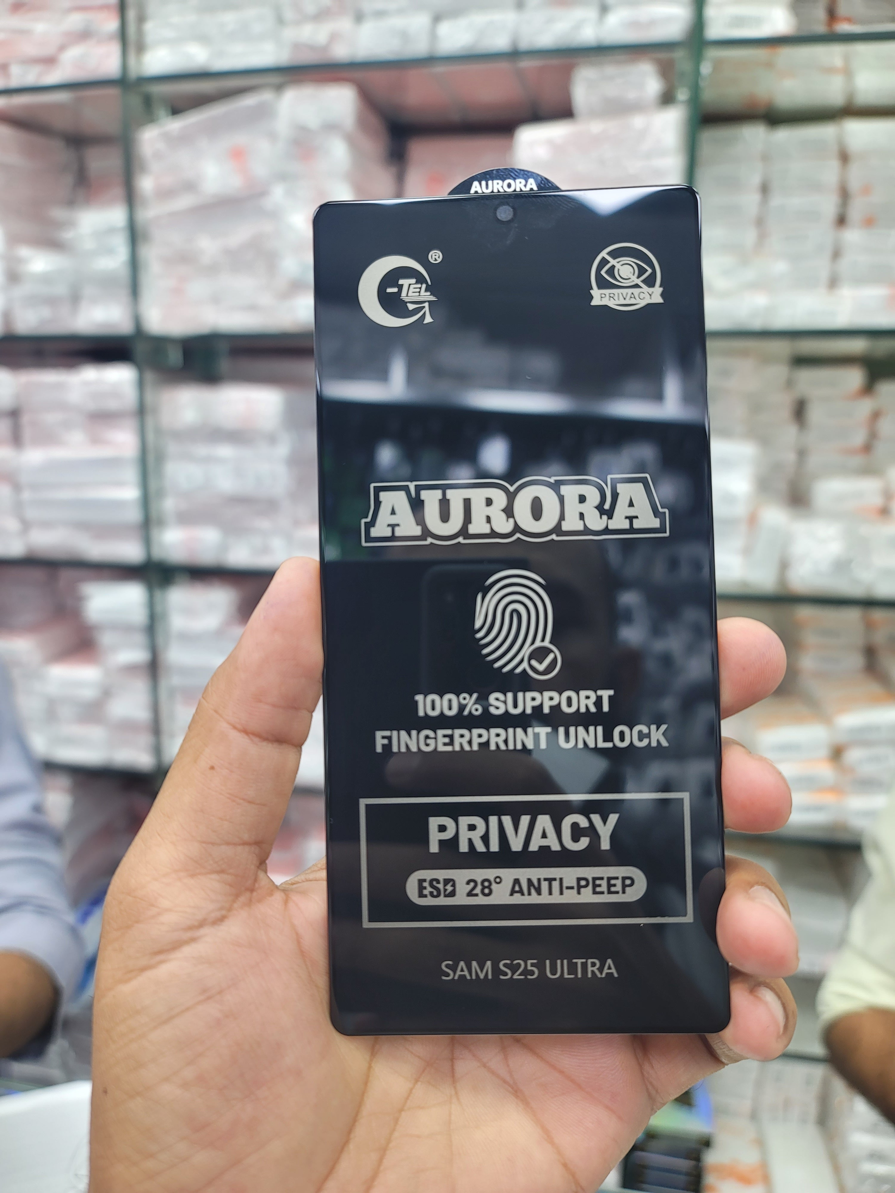 AURORA 9D Privacy Glass Screen Protector for Samsung S25 Ultra Original Product Front View - OnlineExpo.pk