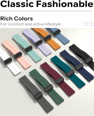 22mm Magnetic D-Buckle Silicone Watch Strap Universal strap Original Product Front View - OnlineExpo.pk