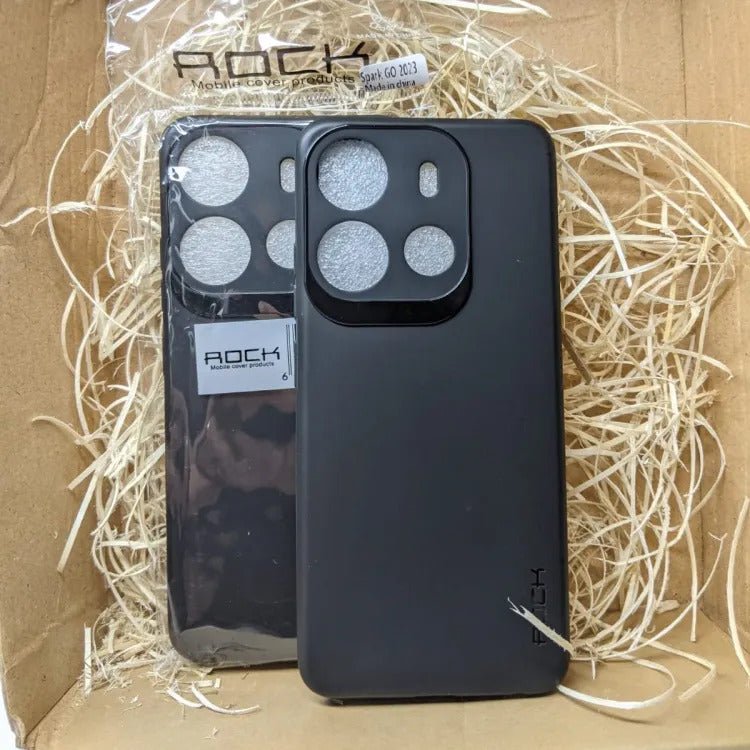 Rock back cover Spark Go 2023 4G case rock slim soft silicone matte phone cover_ black Original Product Front View