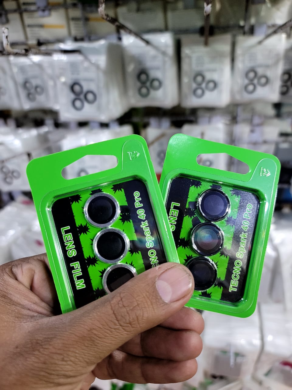 Camera Lens Protector for Tecno Spark 40 Pro Black Silver Original Product Front View - OnlineExpo.pk