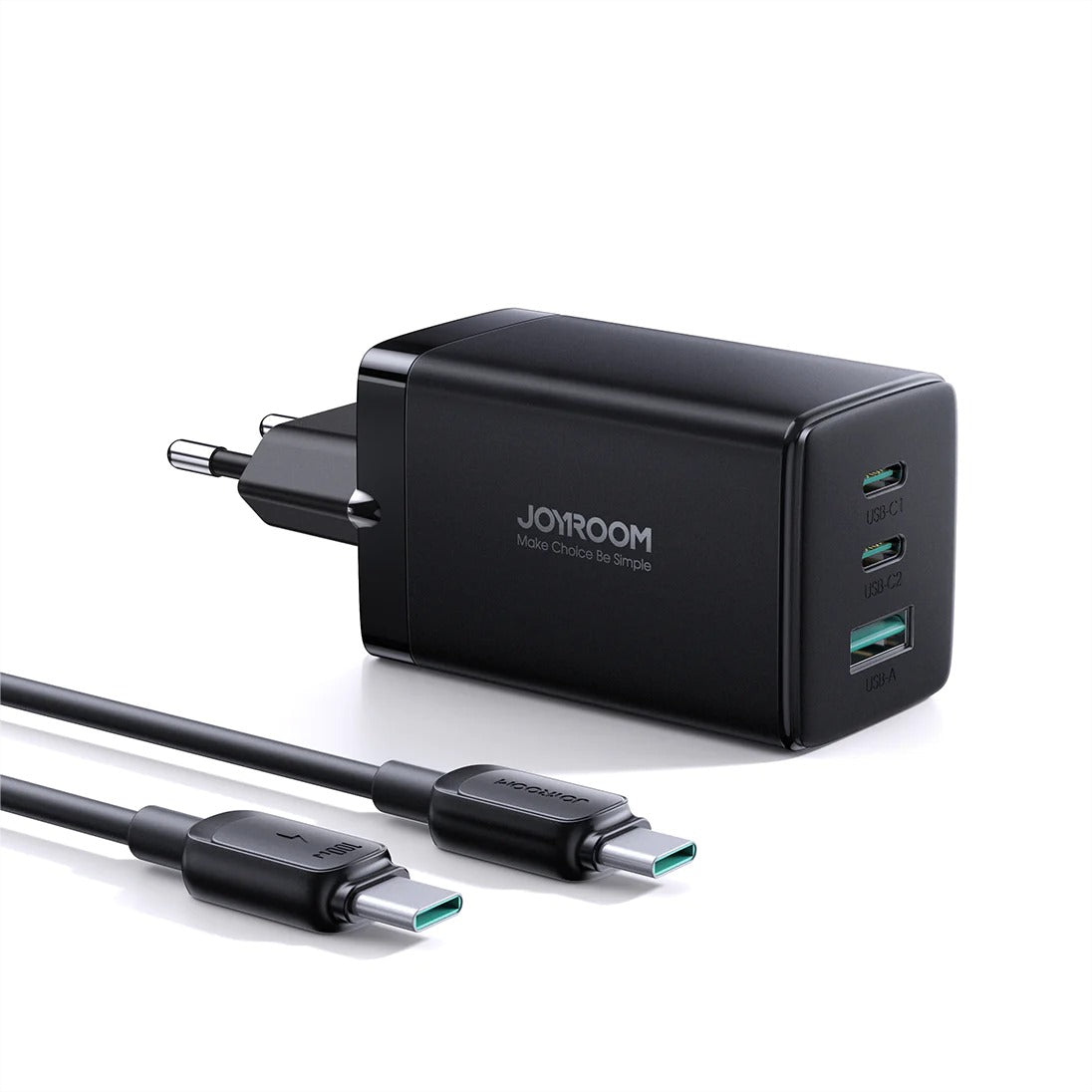 Joyroom GaN Ultra TCG01 65W Fast Charger+100W C to C Cable 1.2m Original Product Front View - OnlineExpo.pk
