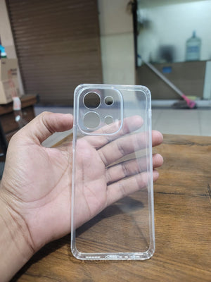 Soft TPU Back cover for Vivo Y28 4G Transparent with Camera protection Dust Proof Cap without edges Original Product Front View - OnlineExpo.pk