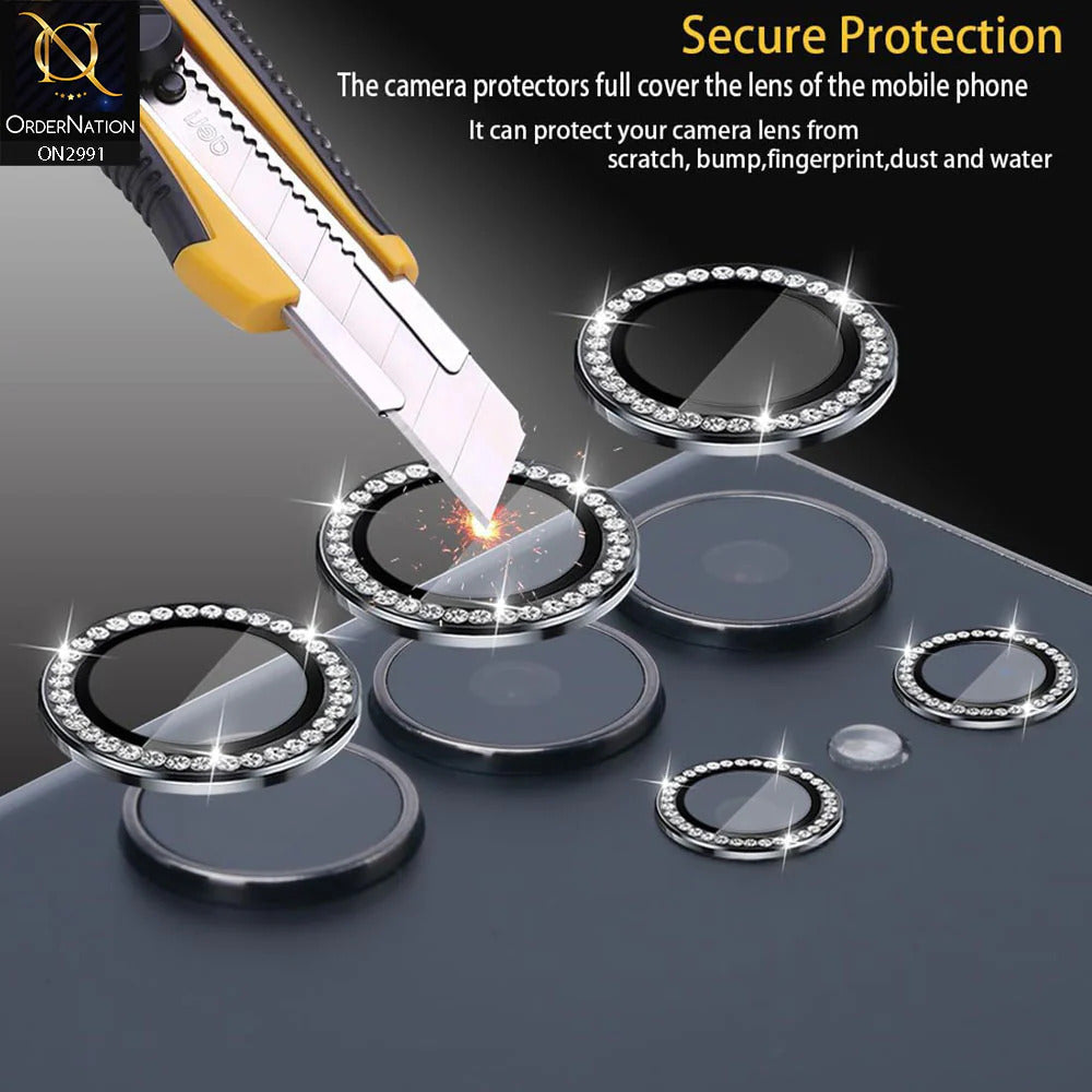 Camera protector Diamond Camera Lens Protector for Samsung S24 Ultra Titanium Grey Titanium Black Original Product Front View - OnlineExpo.pk