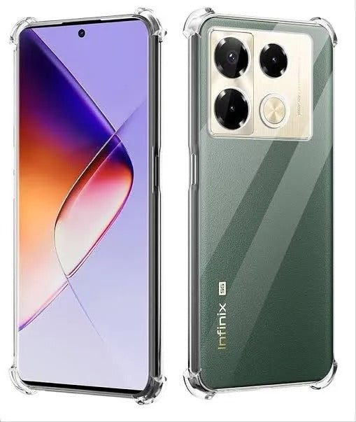 Bumper Back cover INFINIX NOTE 40 PRO Transparent with Camera protection soft jelly material Original Product Front View