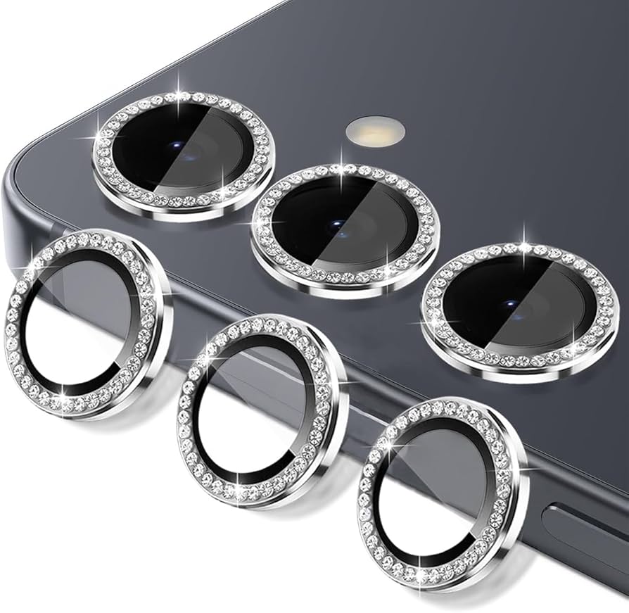 Camera protector Diamond Camera Lens Protector for Samsung S25 S25 Plus S25 Ultra Silver Black Original Product Front View - OnlineExpo.pk