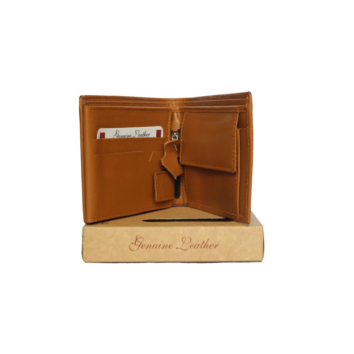 Original Leather Wallet for Men - Camel Color Original Product Front View - OnlineExpo.pk