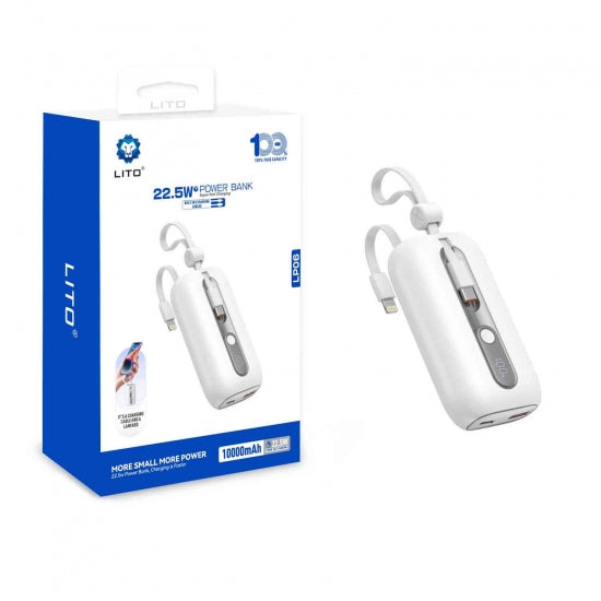 LITO LP06 22.5W 10000mAh Power Bank | 10000mAh Portable Power Bank – LITO Original Product Front View - OnlineExpo.pk