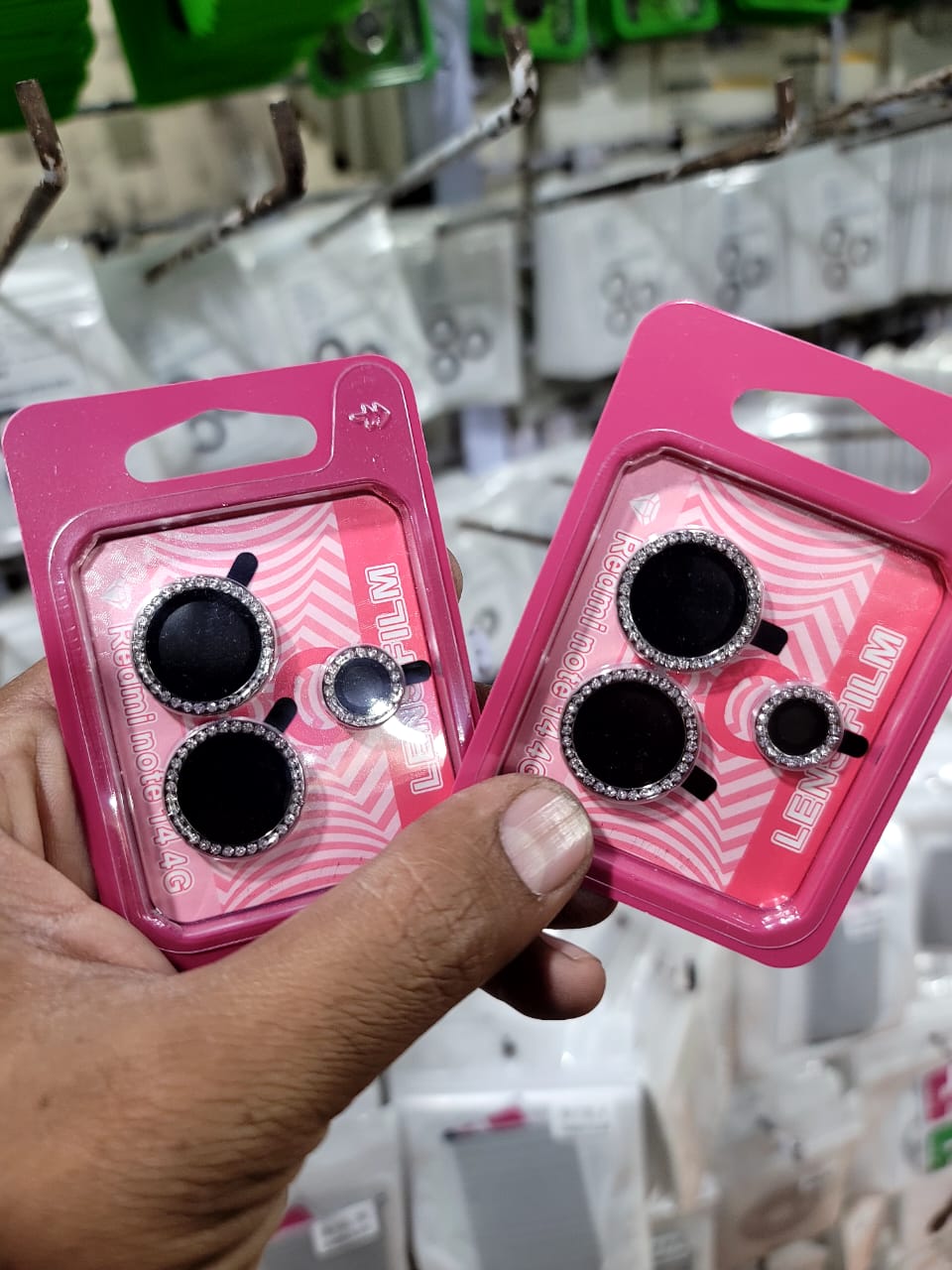 Camera protector Diamond Camera Lens Protector for Redmi Note 14 4G Silver Black Original Product Front View - OnlineExpo.pk