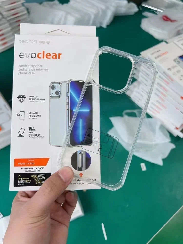 iPhone 16 Pro Max Tech21 Evoclear Completely Clear & Scratch Resistant Phone Case Original Product Front View - OnlineExpo.pk