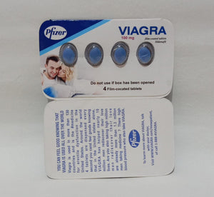 Viagra Film Coated 100mg 4 Tablets Original Product Front View - OnlineExpo.pk