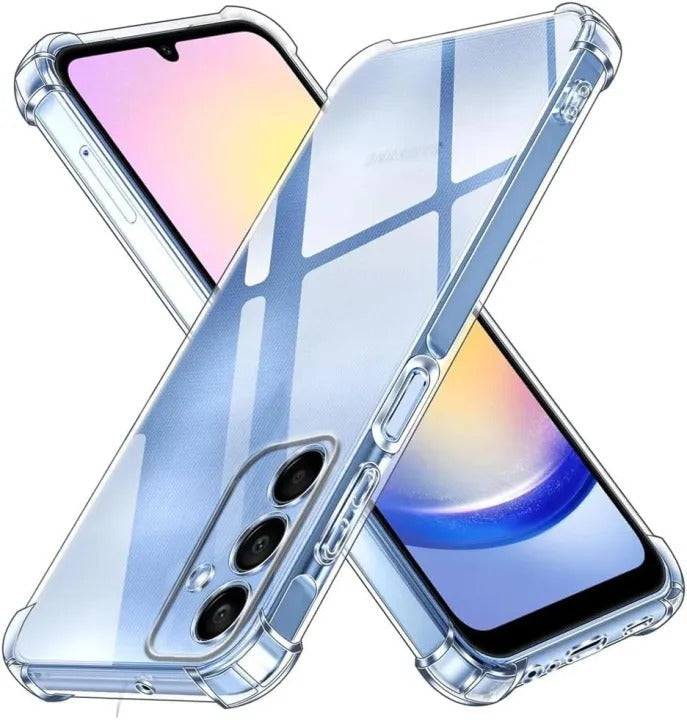 Bumper Back cover Samsung A25 Transparent with Camera protection soft jelly material Original Product Front View