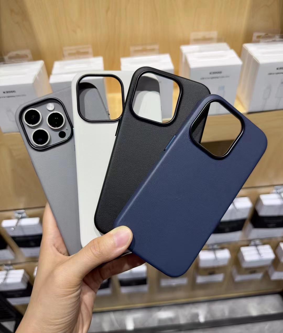 KZDOO Noble Collection Leather cover for 15 Pro Max Leather Case Original Quality Full Coverage Black Blue Original Product Front View - OnlineExpo.pk