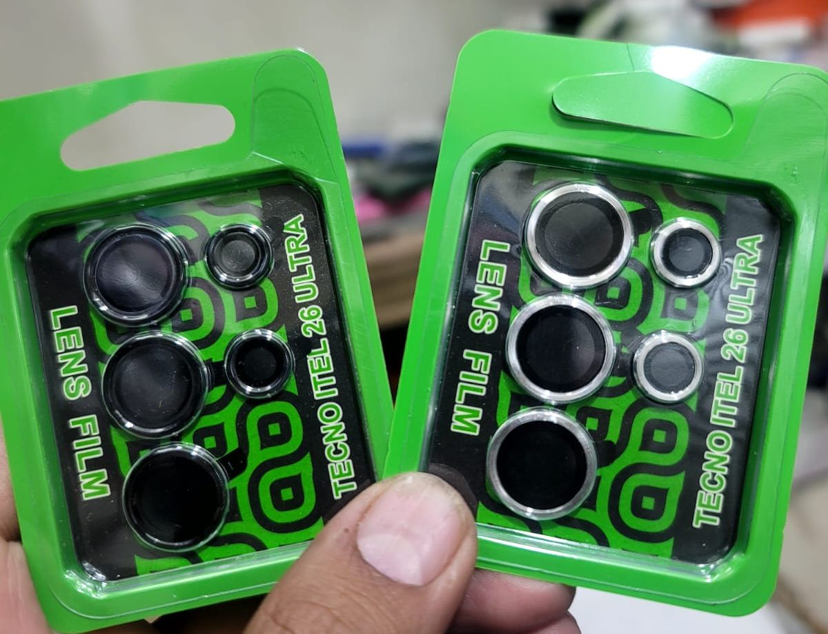 Camera Lens Protector for itel s26 Ultra Black Silver Original Product Front View - OnlineExpo.pk