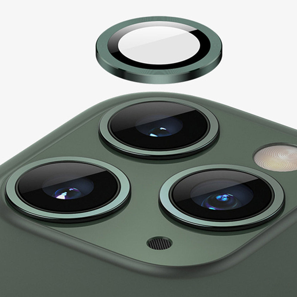 iPhone 13 Pro Max Metallic Ring Lens Protector With Tempered Glass - Green Original Product Front View - OnlineExpo.pk