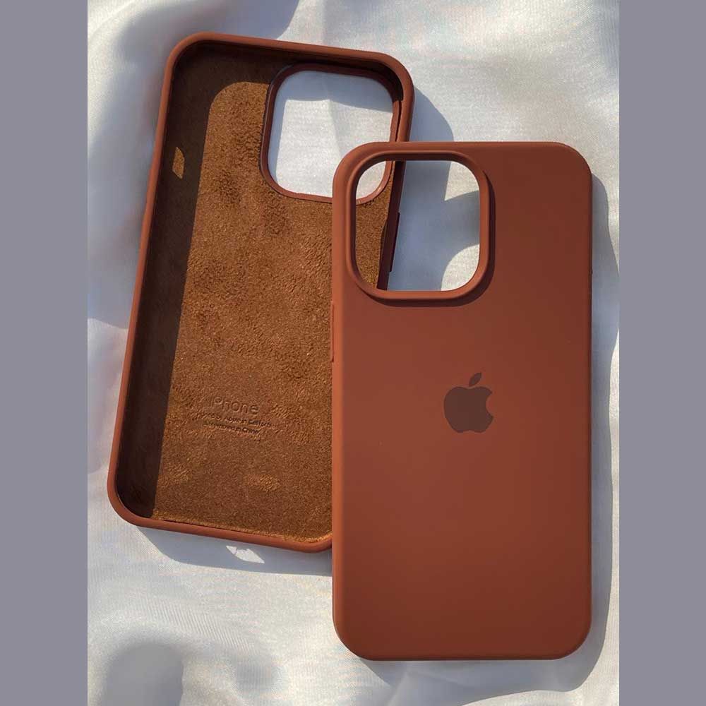 iPhone Brown Liquid Silicone Case - Soft Touch & Stylish Original Product Front View - OnlineExpo.pk